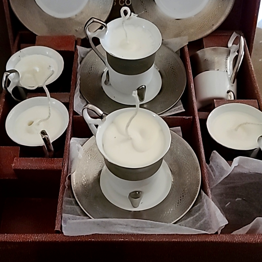 Soy hand made candles in espresso cup set